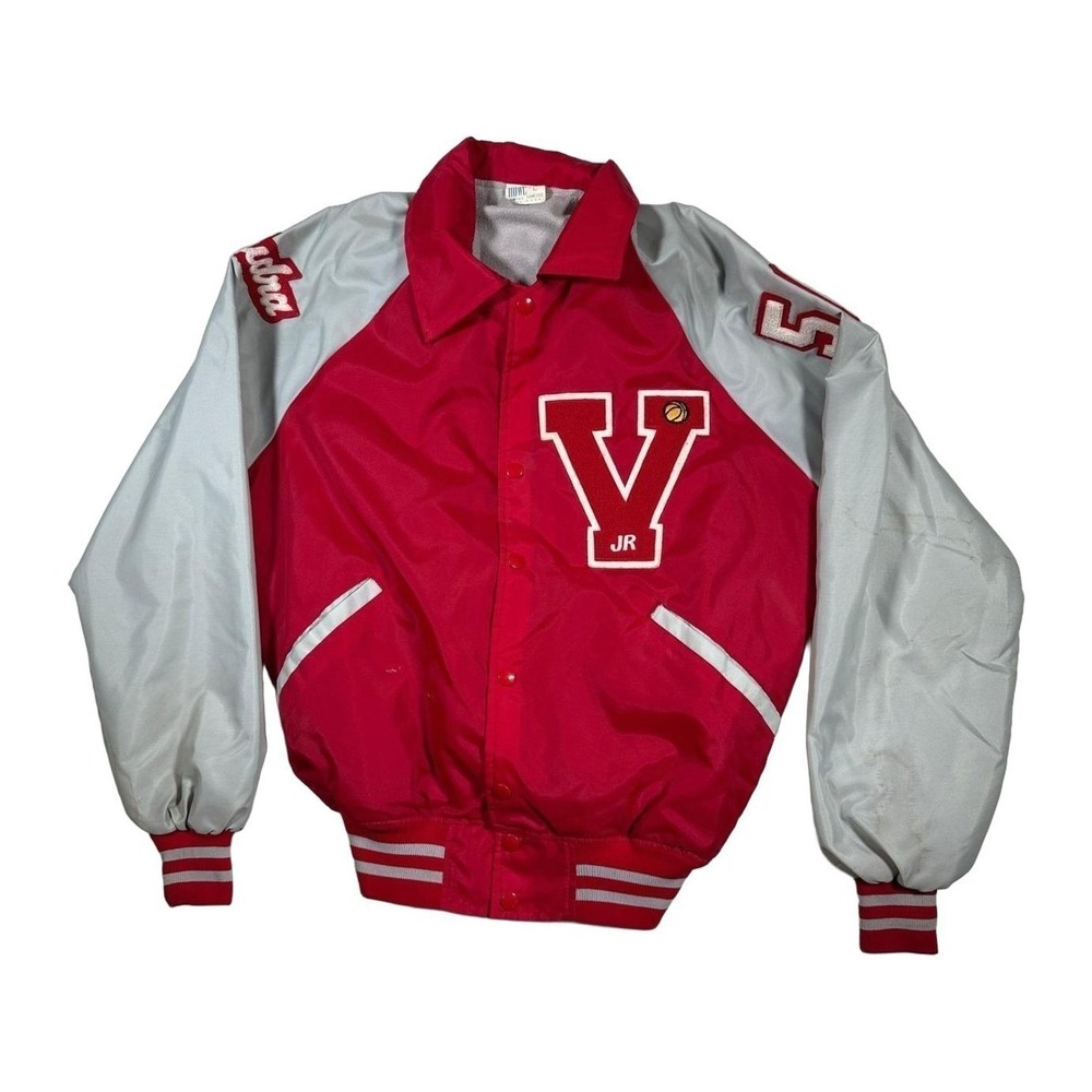 Vintage Howe Varsity Jacket Red Gray Letterman V 50 Audra USA Made Size L Mens